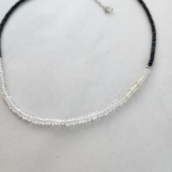 Deb Guyot Sterling Silver Herkimer Diamond Quartz Onyx Choker Necklace 18" - Picture 5 of 12